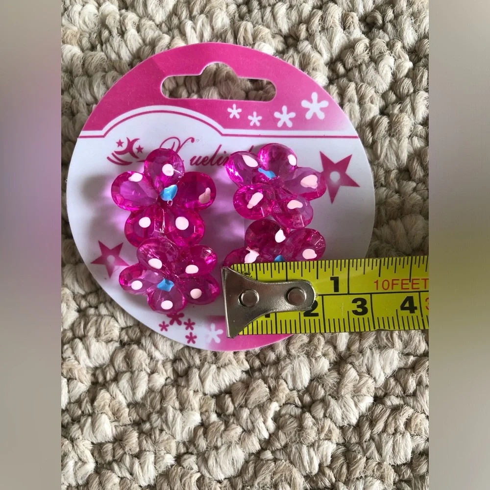 New Children Girls Pink Flower Hair ties (set of 2)